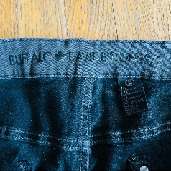 NWT Buffalo David Bitton Men's Grey Sanded Six-X Straight Stretch Jeans 36x30 - Picture 6 of 11